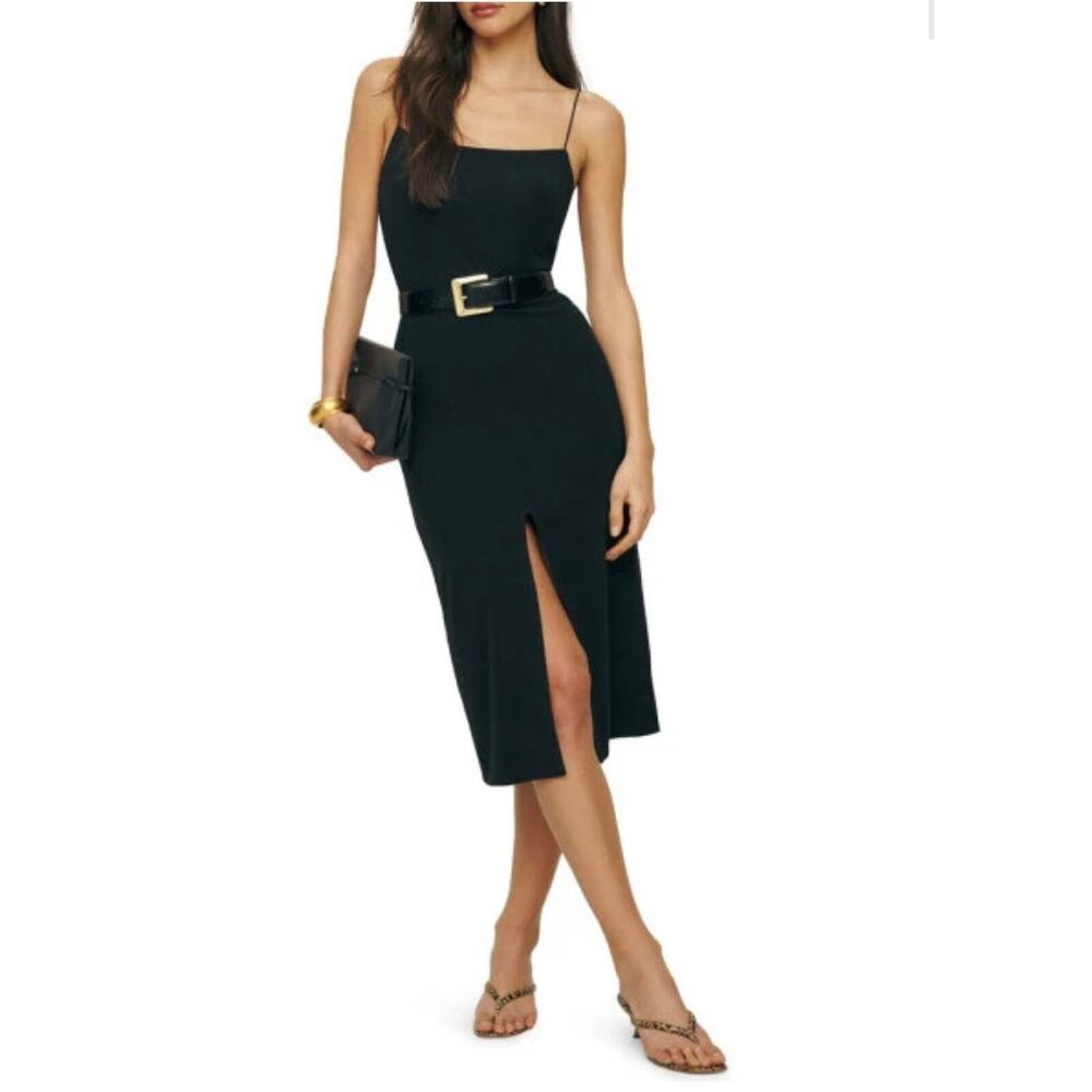 Reformation Pavia knitted midi black dress size large
